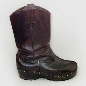 Rare Unique Vintage KASTINGER Heavy Leather Wood Clog Boots 10.5